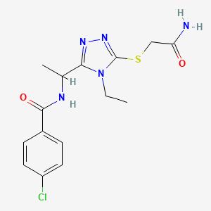 molecular formula C15H18ClN5O2S B5067701 N-(1-{5-[(2-amino-2-oxoethyl)thio]-4-ethyl-4H-1,2,4-triazol-3-yl}ethyl)-4-chlorobenzamide 