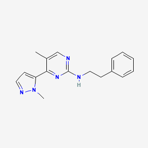 5-methyl-4-(1-methyl-1H-pyrazol-5-yl)-N-(2-phenylethyl)pyrimidin-2-amine