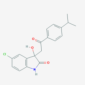 molecular formula C19H18ClNO3 B506775 5-chloro-3-hydroxy-3-[2-(4-isopropylphenyl)-2-oxoethyl]-1,3-dihydro-2H-indol-2-one CAS No. 442573-45-7