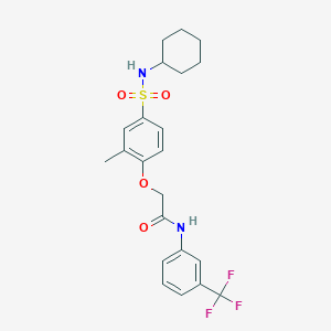 molecular formula C22H25F3N2O4S B5067754 2-{4-[(cyclohexylamino)sulfonyl]-2-methylphenoxy}-N-[3-(trifluoromethyl)phenyl]acetamide 