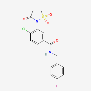 molecular formula C17H14ClFN2O4S B5067774 4-chloro-3-(1,1-dioxido-3-oxo-2-isothiazolidinyl)-N-(4-fluorobenzyl)benzamide 