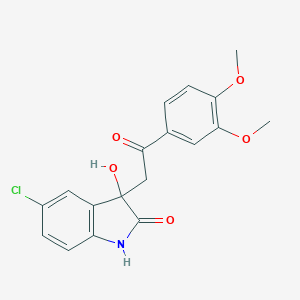 molecular formula C18H16ClNO5 B506778 5-chloro-3-[2-(3,4-dimethoxyphenyl)-2-oxoethyl]-3-hydroxy-1,3-dihydro-2H-indol-2-one CAS No. 434297-65-1