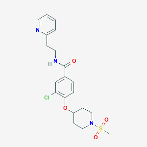 molecular formula C20H24ClN3O4S B5067790 3-chloro-4-{[1-(methylsulfonyl)-4-piperidinyl]oxy}-N-[2-(2-pyridinyl)ethyl]benzamide 