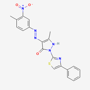 3-methyl-1-(4-phenyl-1,3-thiazol-2-yl)-1H-pyrazole-4,5-dione 4-[(4-methyl-3-nitrophenyl)hydrazone]