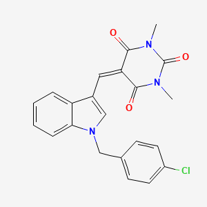 molecular formula C22H18ClN3O3 B5067832 5-{[1-(4-chlorobenzyl)-1H-indol-3-yl]methylene}-1,3-dimethyl-2,4,6(1H,3H,5H)-pyrimidinetrione 