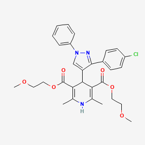 molecular formula C30H32ClN3O6 B5067834 bis(2-methoxyethyl) 4-[3-(4-chlorophenyl)-1-phenyl-1H-pyrazol-4-yl]-2,6-dimethyl-1,4-dihydro-3,5-pyridinedicarboxylate 
