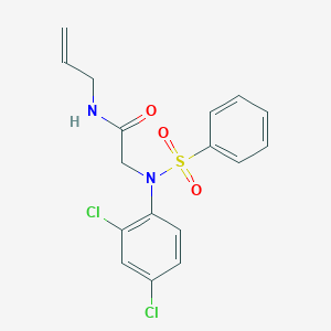molecular formula C17H16Cl2N2O3S B5067913 N~1~-allyl-N~2~-(2,4-dichlorophenyl)-N~2~-(phenylsulfonyl)glycinamide 
