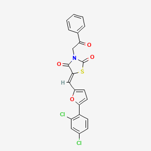 molecular formula C22H13Cl2NO4S B5067936 5-{[5-(2,4-dichlorophenyl)-2-furyl]methylene}-3-(2-oxo-2-phenylethyl)-1,3-thiazolidine-2,4-dione 