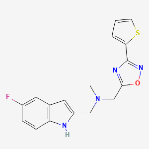 molecular formula C17H15FN4OS B5067969 1-(5-fluoro-1H-indol-2-yl)-N-methyl-N-{[3-(2-thienyl)-1,2,4-oxadiazol-5-yl]methyl}methanamine 