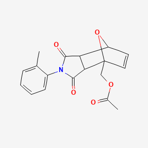 molecular formula C18H17NO5 B5068021 [4-(2-methylphenyl)-3,5-dioxo-10-oxa-4-azatricyclo[5.2.1.0~2,6~]dec-8-en-1-yl]methyl acetate 