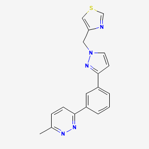 molecular formula C18H15N5S B5068094 3-methyl-6-{3-[1-(1,3-thiazol-4-ylmethyl)-1H-pyrazol-3-yl]phenyl}pyridazine 
