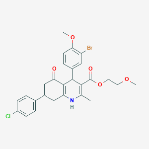 2-methoxyethyl 4-(3-bromo-4-methoxyphenyl)-7-(4-chlorophenyl)-2-methyl-5-oxo-1,4,5,6,7,8-hexahydro-3-quinolinecarboxylate