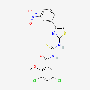 molecular formula C18H12Cl2N4O4S2 B5068129 3,5-dichloro-2-methoxy-N-({[4-(3-nitrophenyl)-1,3-thiazol-2-yl]amino}carbonothioyl)benzamide 