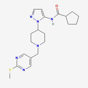 molecular formula C20H28N6OS B5068147 N-[1-(1-{[2-(methylthio)-5-pyrimidinyl]methyl}-4-piperidinyl)-1H-pyrazol-5-yl]cyclopentanecarboxamide 