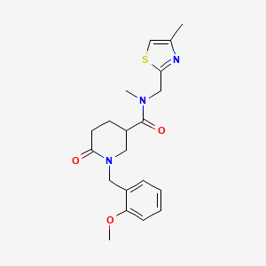 molecular formula C20H25N3O3S B5068191 1-(2-methoxybenzyl)-N-methyl-N-[(4-methyl-1,3-thiazol-2-yl)methyl]-6-oxo-3-piperidinecarboxamide 