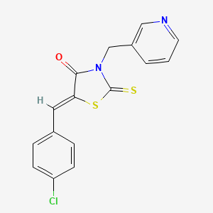 molecular formula C16H11ClN2OS2 B5068203 5-(4-chlorobenzylidene)-3-(3-pyridinylmethyl)-2-thioxo-1,3-thiazolidin-4-one 