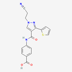 molecular formula C18H14N4O3S B5068210 4-({[1-(2-cyanoethyl)-3-(2-thienyl)-1H-pyrazol-4-yl]carbonyl}amino)benzoic acid 