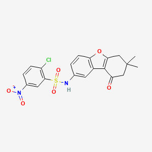 2-chloro-N-(7,7-dimethyl-9-oxo-6,7,8,9-tetrahydrodibenzo[b,d]furan-2-yl)-5-nitrobenzenesulfonamide