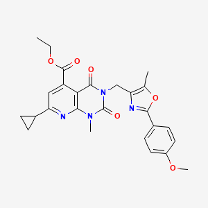 molecular formula C26H26N4O6 B5068268 ethyl 7-cyclopropyl-3-{[2-(4-methoxyphenyl)-5-methyl-1,3-oxazol-4-yl]methyl}-1-methyl-2,4-dioxo-1,2,3,4-tetrahydropyrido[2,3-d]pyrimidine-5-carboxylate 