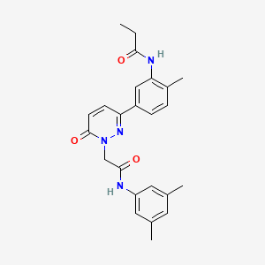 molecular formula C24H26N4O3 B5068279 N-[5-(1-{2-[(3,5-dimethylphenyl)amino]-2-oxoethyl}-6-oxo-1,6-dihydro-3-pyridazinyl)-2-methylphenyl]propanamide 