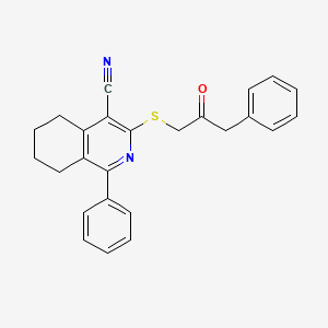 molecular formula C25H22N2OS B5068314 3-[(2-oxo-3-phenylpropyl)thio]-1-phenyl-5,6,7,8-tetrahydro-4-isoquinolinecarbonitrile 