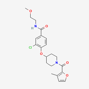 molecular formula C21H25ClN2O5 B5068318 3-chloro-N-(2-methoxyethyl)-4-{[1-(3-methyl-2-furoyl)-4-piperidinyl]oxy}benzamide 