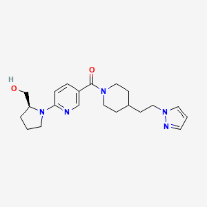 molecular formula C21H29N5O2 B5068325 {(2S*)-1-[5-({4-[2-(1H-pyrazol-1-yl)ethyl]-1-piperidinyl}carbonyl)-2-pyridinyl]-2-pyrrolidinyl}methanol 