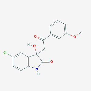 molecular formula C17H14ClNO4 B506833 5-Chloro-3-hydroxy-3-(2-(3-methoxyphenyl)-2-oxoethyl)indolin-2-one CAS No. 690688-22-3