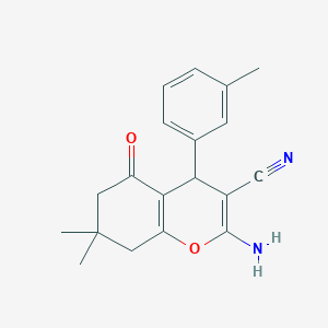 2-amino-7,7-dimethyl-4-(3-methylphenyl)-5-oxo-5,6,7,8-tetrahydro-4H-chromene-3-carbonitrile