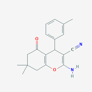 molecular formula C19H20N2O2 B5068339 2-amino-7,7-dimethyl-4-(3-methylphenyl)-5-oxo-5,6,7,8-tetrahydro-4H-chromene-3-carbonitrile 