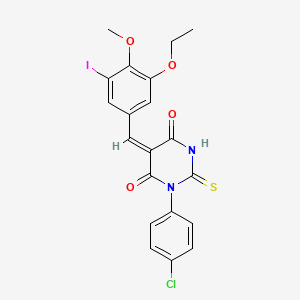 molecular formula C20H16ClIN2O4S B5068375 1-(4-chlorophenyl)-5-(3-ethoxy-5-iodo-4-methoxybenzylidene)-2-thioxodihydro-4,6(1H,5H)-pyrimidinedione 