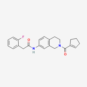 molecular formula C23H23FN2O2 B5068391 N-[2-(1-cyclopenten-1-ylcarbonyl)-1,2,3,4-tetrahydro-7-isoquinolinyl]-2-(2-fluorophenyl)acetamide 