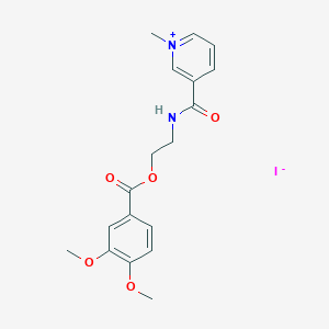molecular formula C18H21IN2O5 B5068394 3-[({2-[(3,4-dimethoxybenzoyl)oxy]ethyl}amino)carbonyl]-1-methylpyridinium iodide 