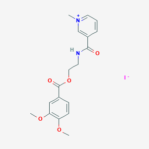 2-[(1-Methylpyridin-1-ium-3-carbonyl)amino]ethyl 3,4-dimethoxybenzoate;iodide