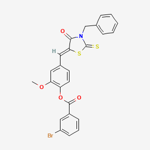molecular formula C25H18BrNO4S2 B5068488 4-[(3-benzyl-4-oxo-2-thioxo-1,3-thiazolidin-5-ylidene)methyl]-2-methoxyphenyl 3-bromobenzoate 