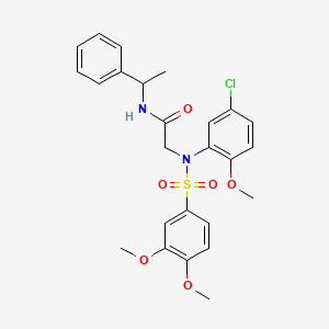 molecular formula C25H27ClN2O6S B5068554 N~2~-(5-chloro-2-methoxyphenyl)-N~2~-[(3,4-dimethoxyphenyl)sulfonyl]-N~1~-(1-phenylethyl)glycinamide 