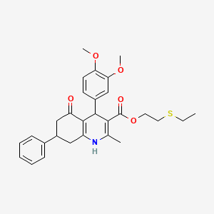 molecular formula C29H33NO5S B5068598 2-(ethylthio)ethyl 4-(3,4-dimethoxyphenyl)-2-methyl-5-oxo-7-phenyl-1,4,5,6,7,8-hexahydro-3-quinolinecarboxylate 