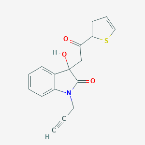 molecular formula C17H13NO3S B506862 3-hydroxy-3-[2-oxo-2-(thiophen-2-yl)ethyl]-1-(prop-2-yn-1-yl)-1,3-dihydro-2H-indol-2-one CAS No. 356081-67-9