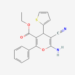 molecular formula C19H16N2O3S B5068631 ethyl 6-amino-5-cyano-2-phenyl-4-(2-thienyl)-4H-pyran-3-carboxylate 