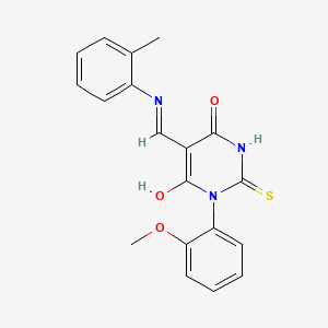 molecular formula C19H17N3O3S B5068691 1-(2-methoxyphenyl)-5-{[(2-methylphenyl)amino]methylene}-2-thioxodihydro-4,6(1H,5H)-pyrimidinedione 