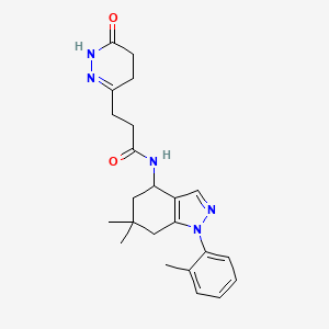 molecular formula C23H29N5O2 B5068708 N-[6,6-dimethyl-1-(2-methylphenyl)-4,5,6,7-tetrahydro-1H-indazol-4-yl]-3-(6-oxo-1,4,5,6-tetrahydro-3-pyridazinyl)propanamide 