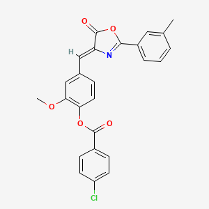 molecular formula C25H18ClNO5 B5068733 2-methoxy-4-{[2-(3-methylphenyl)-5-oxo-1,3-oxazol-4(5H)-ylidene]methyl}phenyl 4-chlorobenzoate 