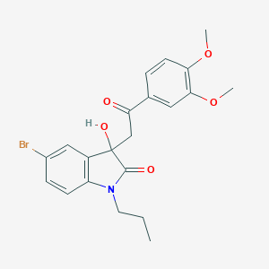 molecular formula C21H22BrNO5 B506877 5-bromo-3-[2-(3,4-dimethoxyphenyl)-2-oxoethyl]-3-hydroxy-1-propyl-1,3-dihydro-2H-indol-2-one CAS No. 863241-23-0