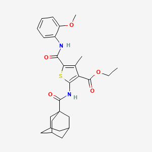 molecular formula C27H32N2O5S B5068770 ethyl 2-[(1-adamantylcarbonyl)amino]-5-{[(2-methoxyphenyl)amino]carbonyl}-4-methyl-3-thiophenecarboxylate 