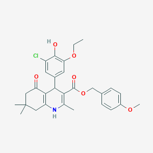 4-methoxybenzyl 4-(3-chloro-5-ethoxy-4-hydroxyphenyl)-2,7,7-trimethyl-5-oxo-1,4,5,6,7,8-hexahydro-3-quinolinecarboxylate
