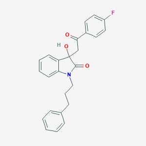 molecular formula C25H22FNO3 B506883 3-[2-(4-fluorophenyl)-2-oxoethyl]-3-hydroxy-1-(3-phenylpropyl)-1,3-dihydro-2H-indol-2-one CAS No. 865549-45-7