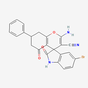 molecular formula C23H16BrN3O3 B5068840 2-amino-5'-bromo-2',5-dioxo-7-phenyl-1',2',5,6,7,8-hexahydrospiro[chromene-4,3'-indole]-3-carbonitrile 