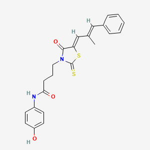 molecular formula C23H22N2O3S2 B5068852 N-(4-hydroxyphenyl)-4-[5-(2-methyl-3-phenyl-2-propen-1-ylidene)-4-oxo-2-thioxo-1,3-thiazolidin-3-yl]butanamide 