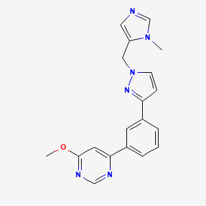 molecular formula C19H18N6O B5068857 4-methoxy-6-(3-{1-[(1-methyl-1H-imidazol-5-yl)methyl]-1H-pyrazol-3-yl}phenyl)pyrimidine 