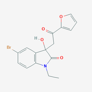 molecular formula C16H14BrNO4 B506888 5-bromo-1-ethyl-3-[2-(furan-2-yl)-2-oxoethyl]-3-hydroxy-1,3-dihydro-2H-indol-2-one CAS No. 689769-70-8